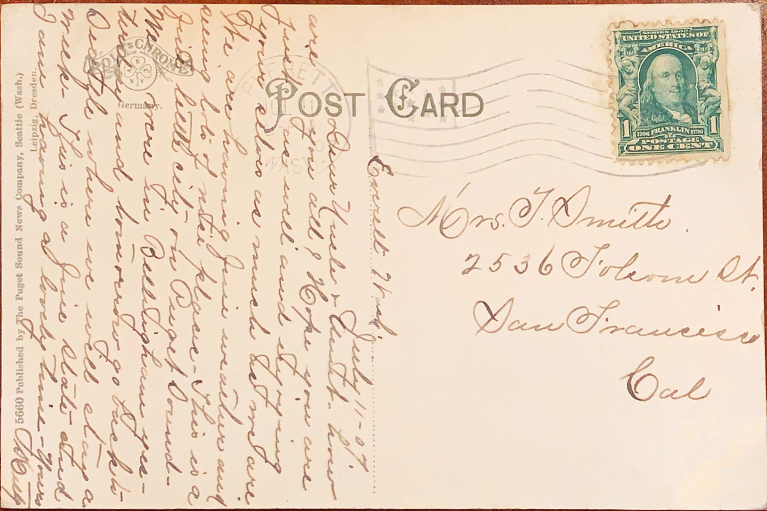 Totem Pole and Pioneer Square Seattle, Wash. Past Postcard Back